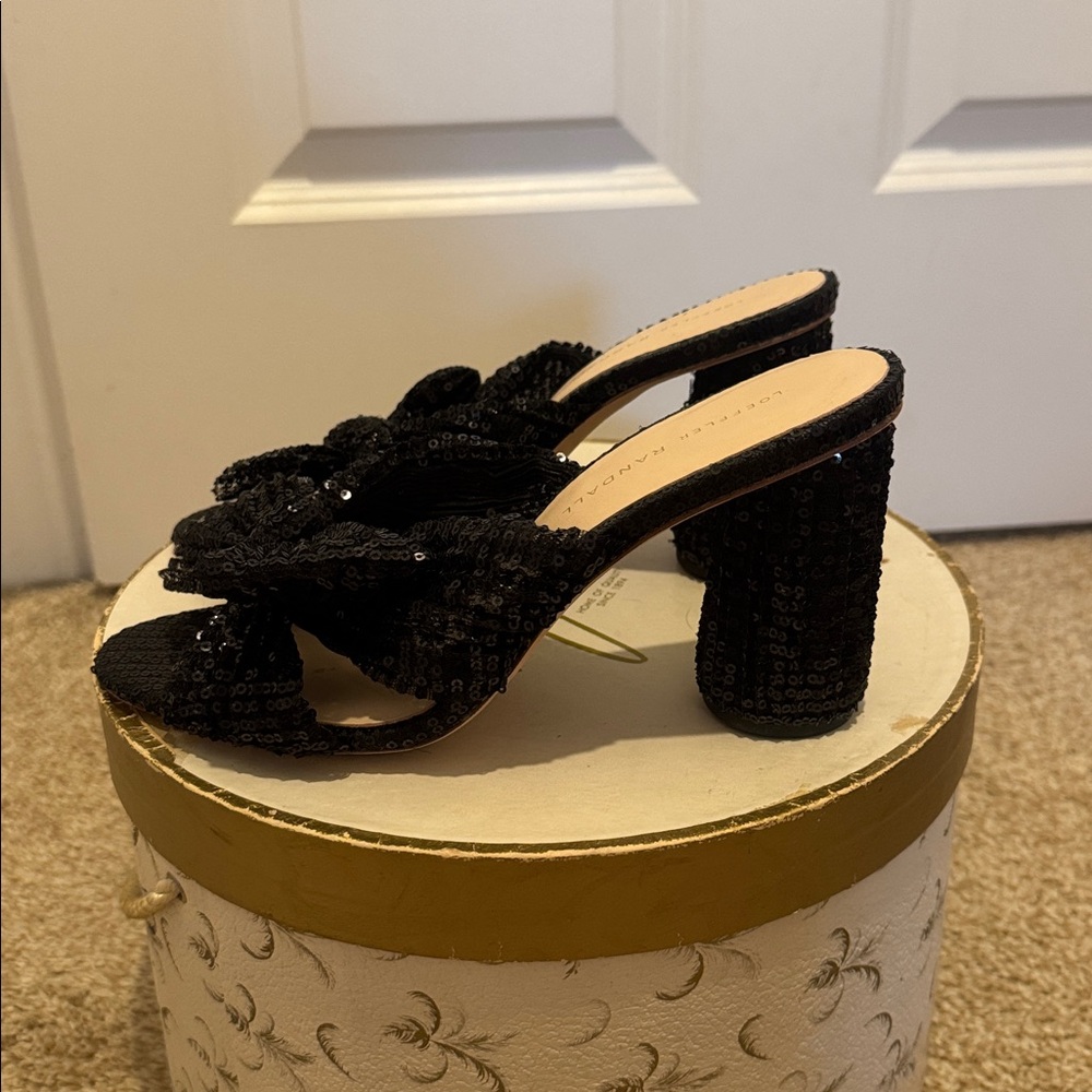 Loeffler Randall sequin bow sandal heels - Picture 2 of 6